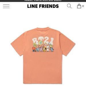 BTS BT21 20 FLOWER T-SHIRT CORAL. NWT.